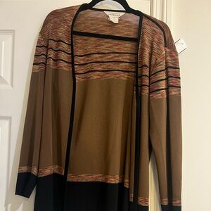 Exclusively‎ Misook Women Open Front Cardigan Sz M Multicolor Knit Made in Korea